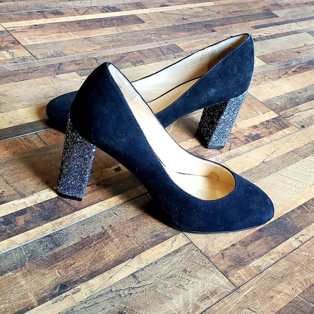 Nine West black pumps with glittery heels